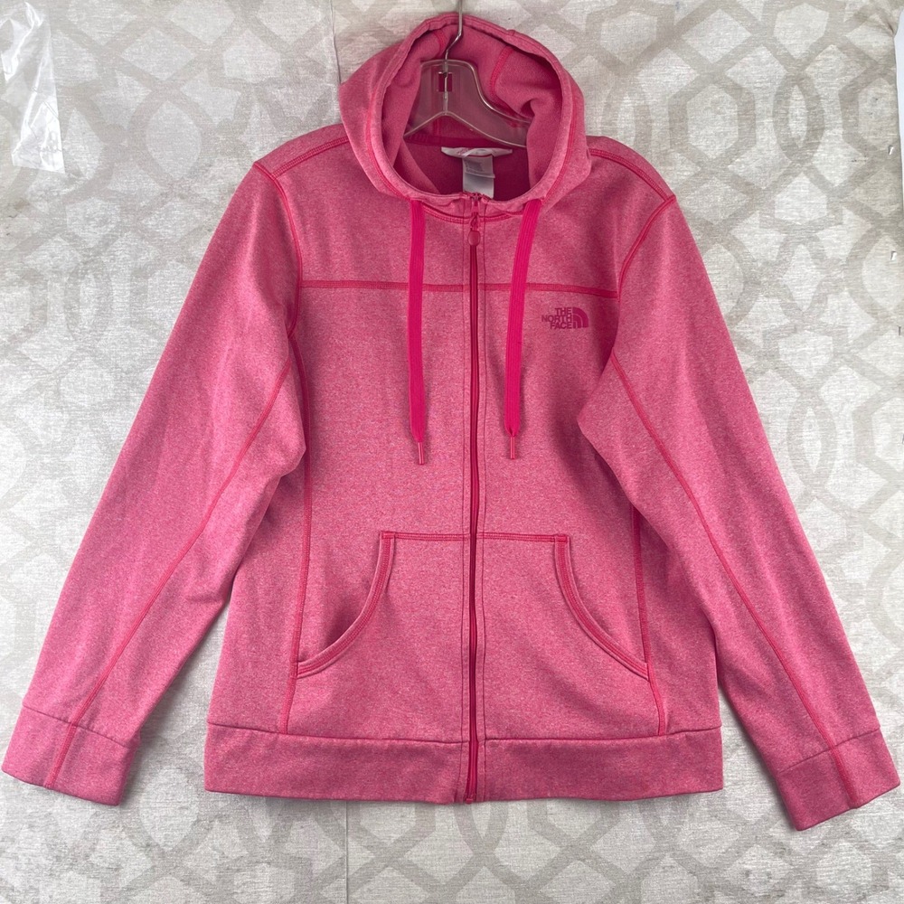 The North Face Womens Pink Heather Full Zip Hoodie Sweatshirt Medium